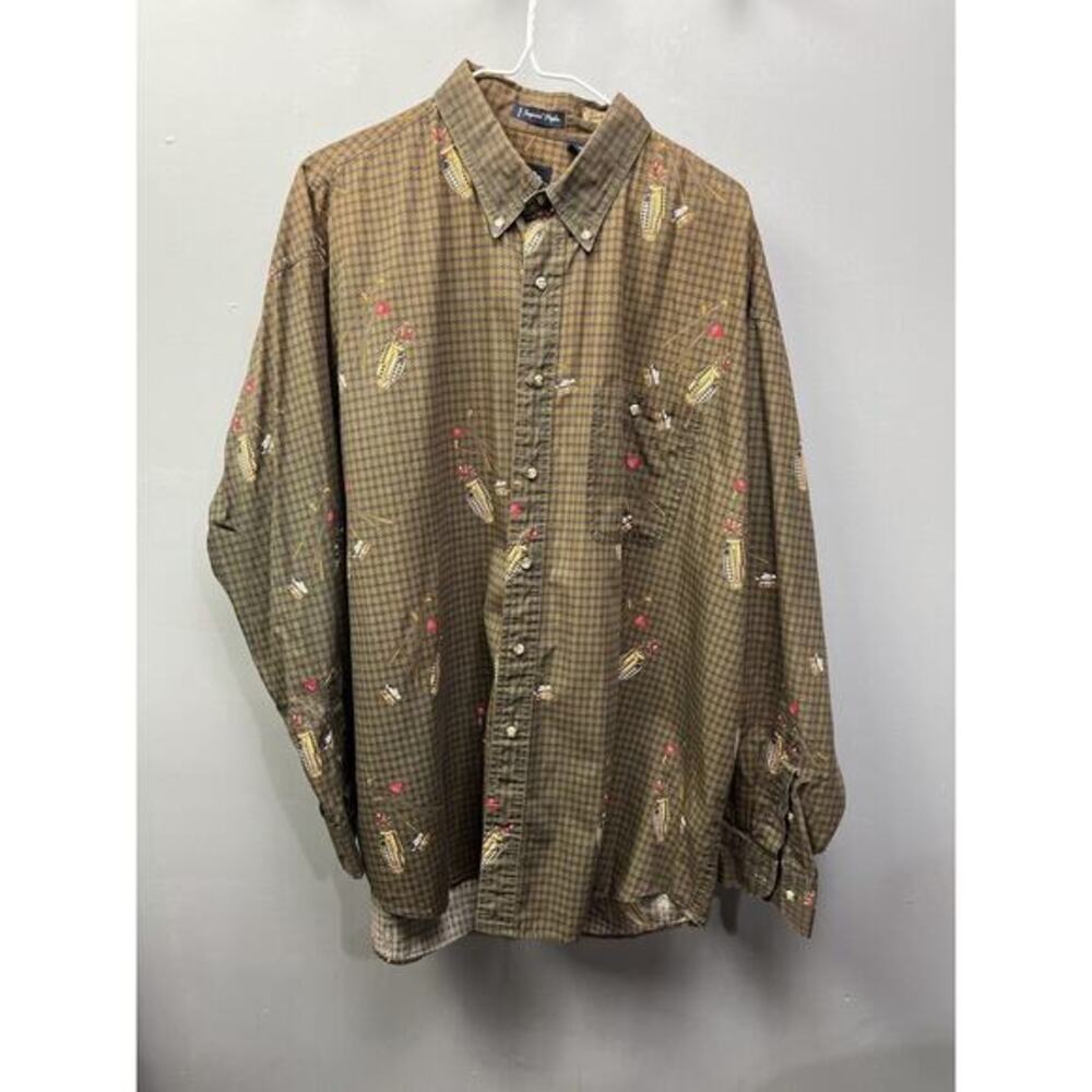 Vintage Salty Dog Gant Shirt Mens XL Golfing Houndstooth Golfer‎ Preppy 90's
